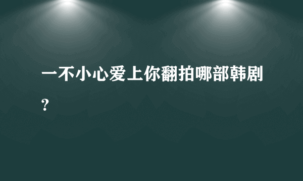 一不小心爱上你翻拍哪部韩剧？