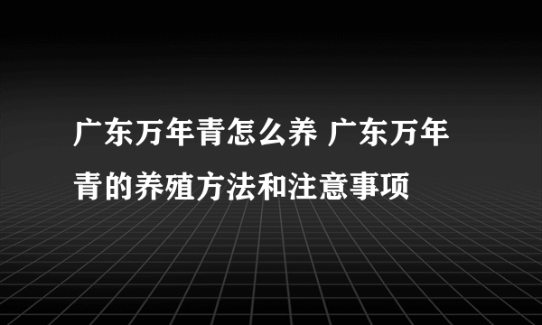 广东万年青怎么养 广东万年青的养殖方法和注意事项