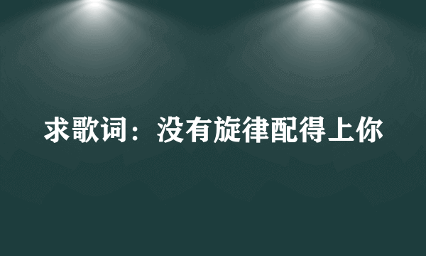 求歌词：没有旋律配得上你