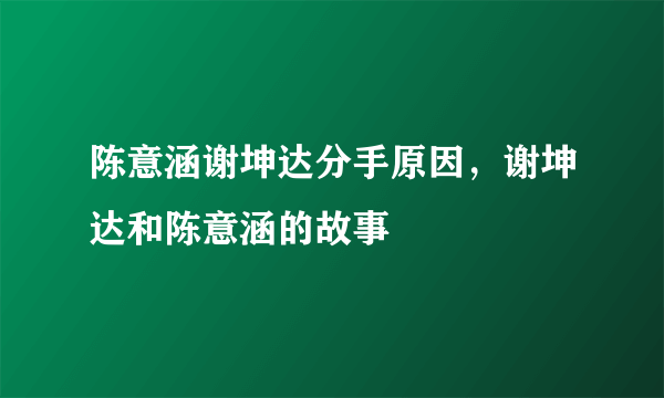 陈意涵谢坤达分手原因，谢坤达和陈意涵的故事