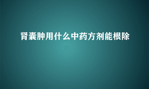 肾囊肿用什么中药方剂能根除