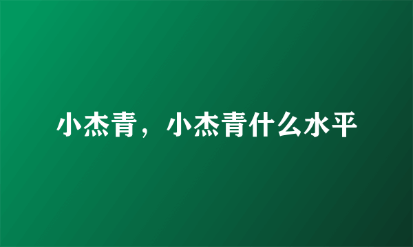 小杰青，小杰青什么水平