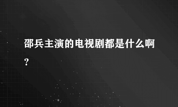 邵兵主演的电视剧都是什么啊？