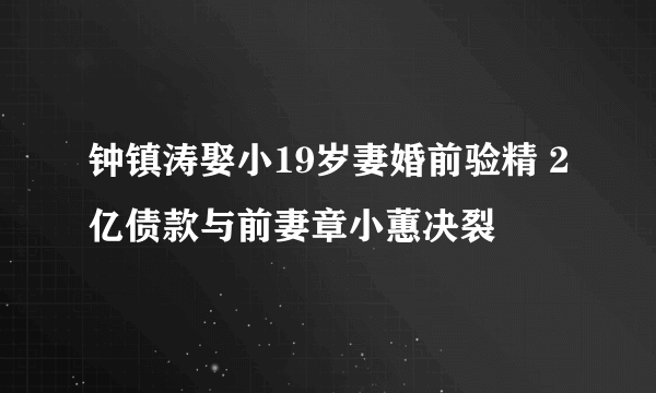 钟镇涛娶小19岁妻婚前验精 2亿债款与前妻章小蕙决裂