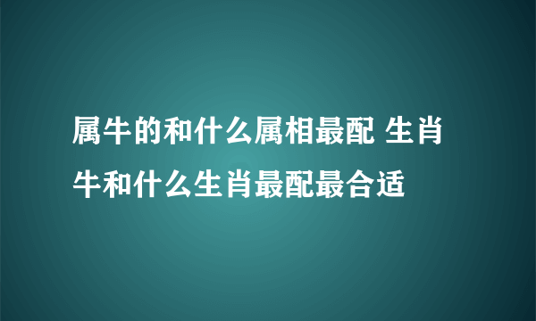 属牛的和什么属相最配 生肖牛和什么生肖最配最合适