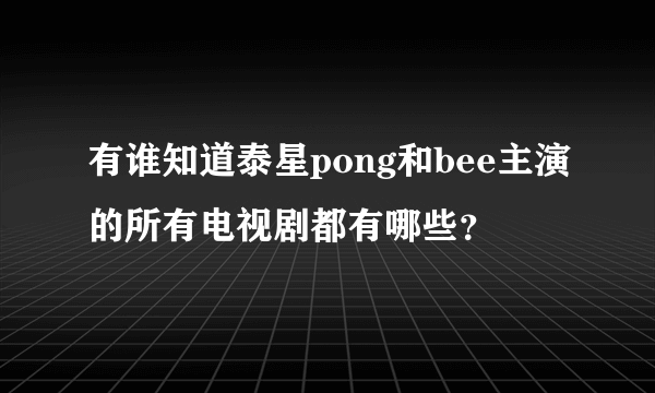 有谁知道泰星pong和bee主演的所有电视剧都有哪些？