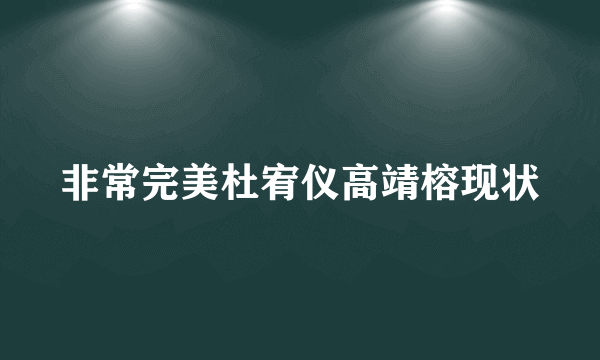 非常完美杜宥仪高靖榕现状