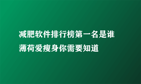 减肥软件排行榜第一名是谁 薄荷爱瘦身你需要知道