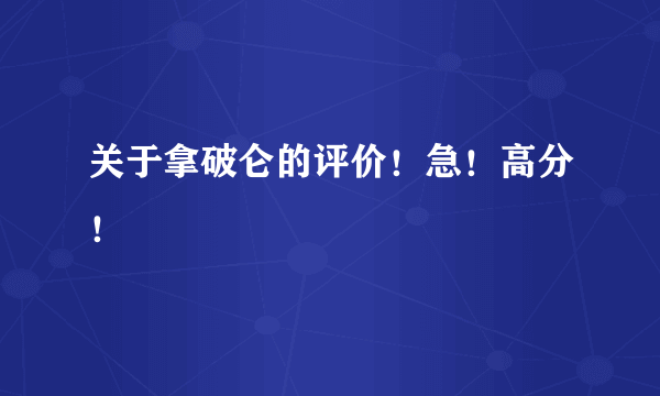 关于拿破仑的评价！急！高分！