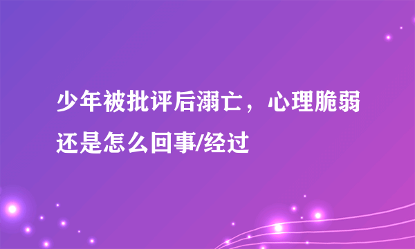 少年被批评后溺亡，心理脆弱还是怎么回事/经过