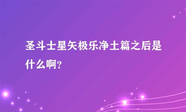 圣斗士星矢极乐净土篇之后是什么啊？