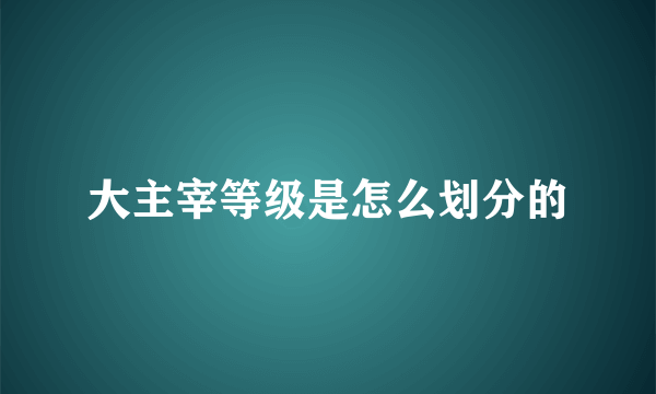 大主宰等级是怎么划分的