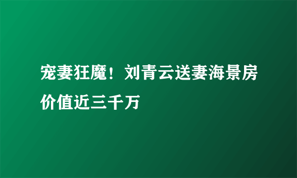 宠妻狂魔！刘青云送妻海景房价值近三千万