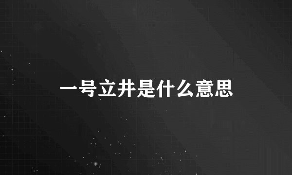 一号立井是什么意思