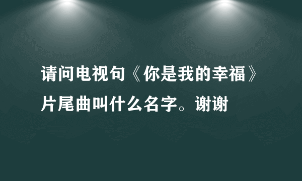 请问电视句《你是我的幸福》片尾曲叫什么名字。谢谢