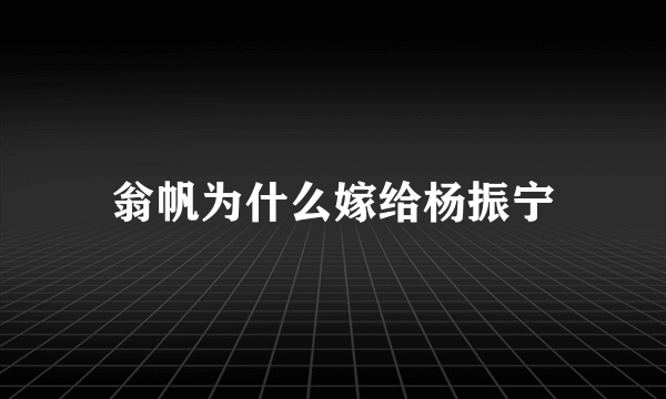 翁帆为什么嫁给杨振宁