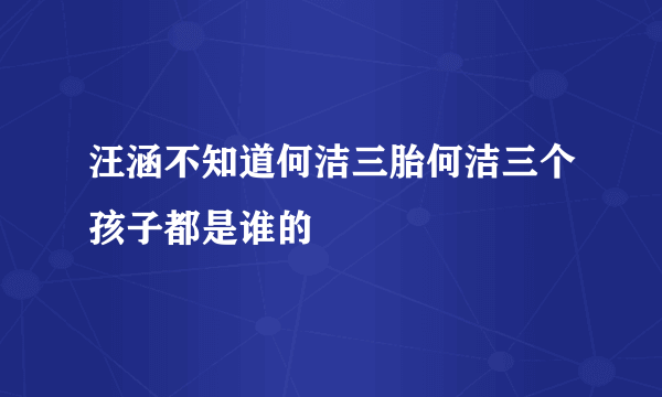 汪涵不知道何洁三胎何洁三个孩子都是谁的