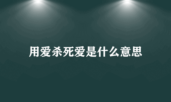 用爱杀死爱是什么意思