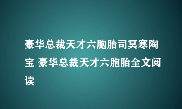 豪华总裁天才六胞胎司冥寒陶宝 豪华总裁天才六胞胎全文阅读