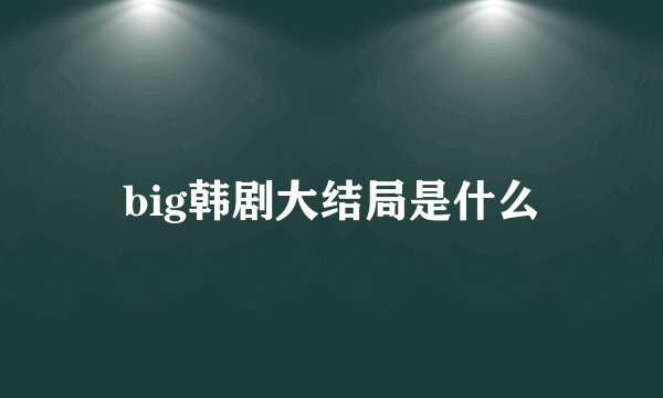 big韩剧大结局是什么