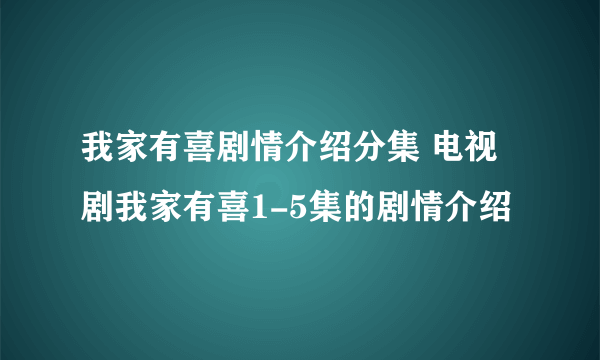 我家有喜剧情介绍分集 电视剧我家有喜1-5集的剧情介绍