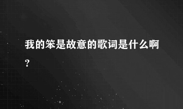 我的笨是故意的歌词是什么啊？