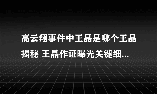 高云翔事件中王晶是哪个王晶揭秘 王晶作证曝光关键细节案件反转