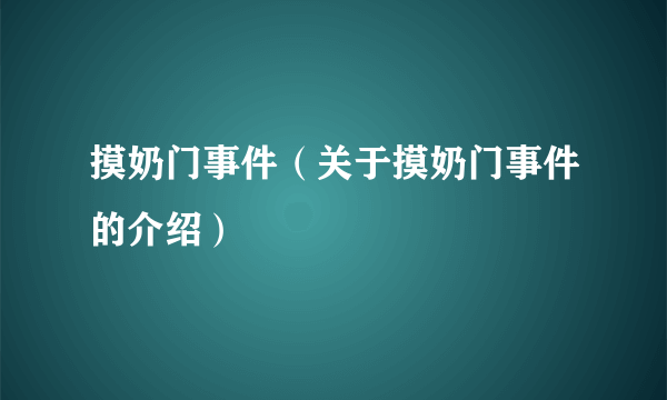 摸奶门事件（关于摸奶门事件的介绍）