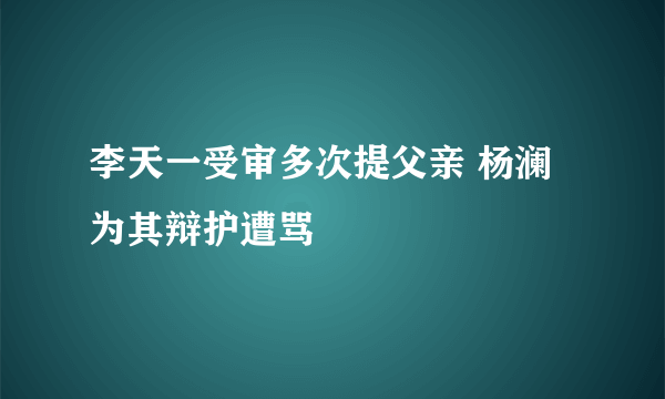 李天一受审多次提父亲 杨澜为其辩护遭骂