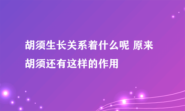 胡须生长关系着什么呢 原来胡须还有这样的作用