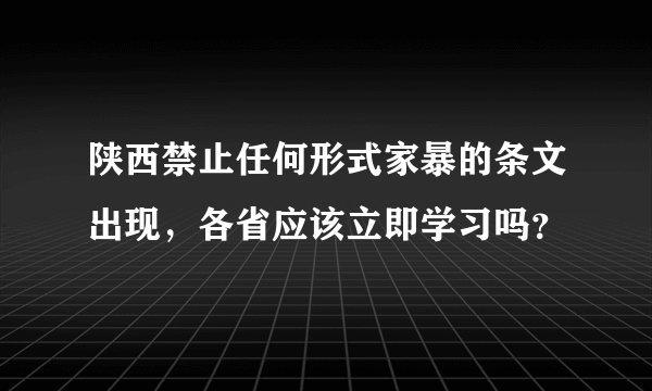 陕西禁止任何形式家暴的条文出现，各省应该立即学习吗？