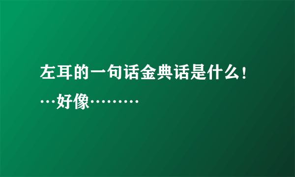 左耳的一句话金典话是什么！…好像………