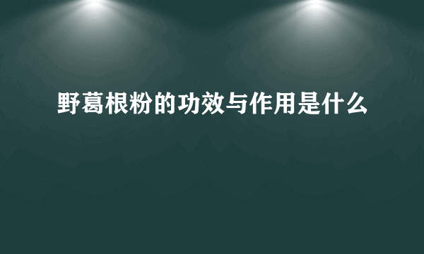 野葛根粉的功效与作用是什么