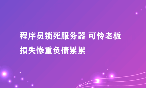 程序员锁死服务器 可怜老板损失惨重负债累累