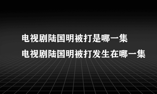 电视剧陆国明被打是哪一集 电视剧陆国明被打发生在哪一集