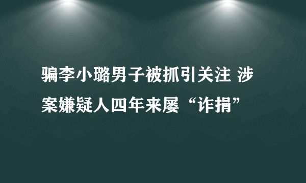 骗李小璐男子被抓引关注 涉案嫌疑人四年来屡“诈捐”