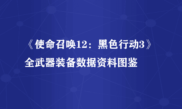 《使命召唤12：黑色行动3》全武器装备数据资料图鉴