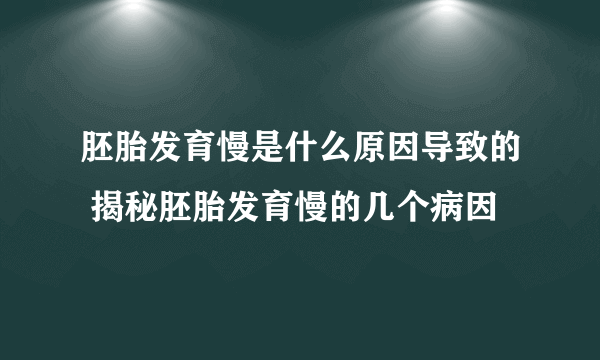 胚胎发育慢是什么原因导致的 揭秘胚胎发育慢的几个病因