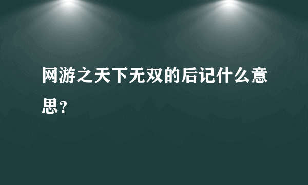 网游之天下无双的后记什么意思？