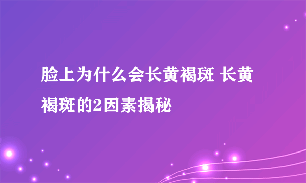 脸上为什么会长黄褐斑 长黄褐斑的2因素揭秘