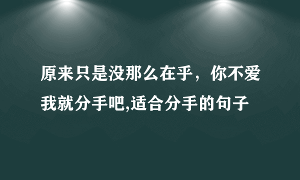 原来只是没那么在乎，你不爱我就分手吧,适合分手的句子