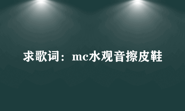 求歌词：mc水观音擦皮鞋