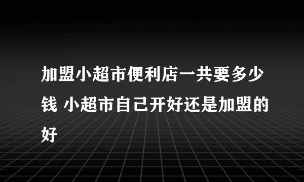 加盟小超市便利店一共要多少钱 小超市自己开好还是加盟的好