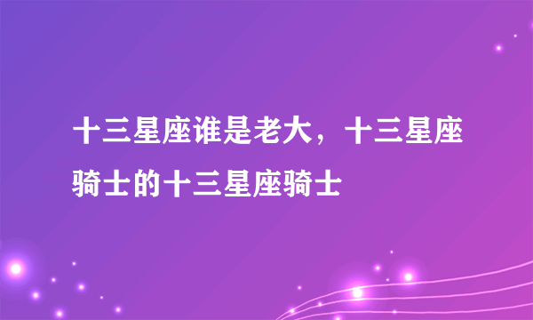 十三星座谁是老大，十三星座骑士的十三星座骑士