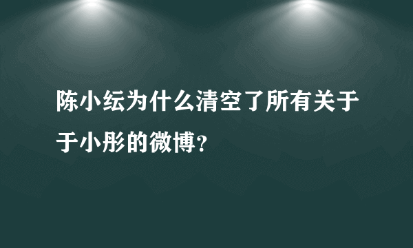 陈小纭为什么清空了所有关于于小彤的微博？