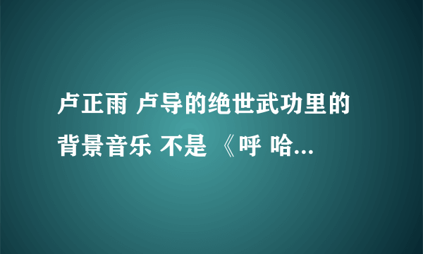 卢正雨 卢导的绝世武功里的背景音乐 不是 《呼 哈》 的那个