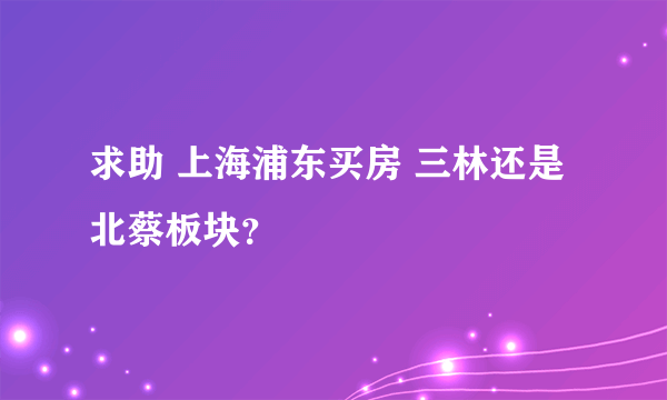 求助 上海浦东买房 三林还是北蔡板块？