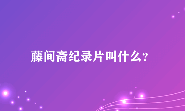 藤间斋纪录片叫什么？