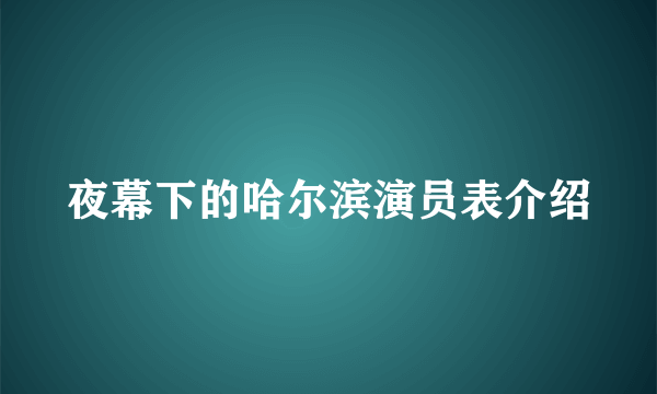 夜幕下的哈尔滨演员表介绍