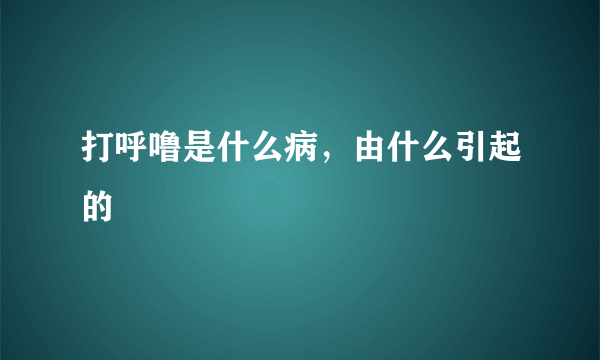 打呼噜是什么病，由什么引起的